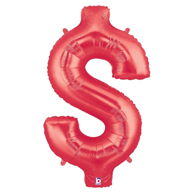 Betallic $ Red 34 inch Shaped Foil Balloon 1ct