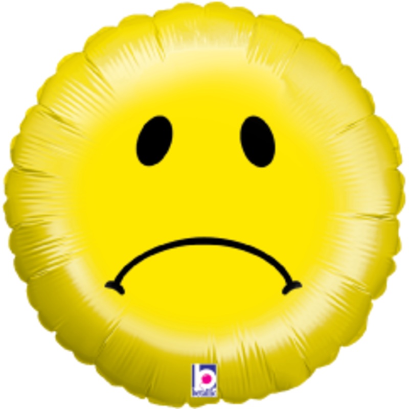 Betallic Sad Smiley 18 inch Holographic Balloon Packaged 1ct
