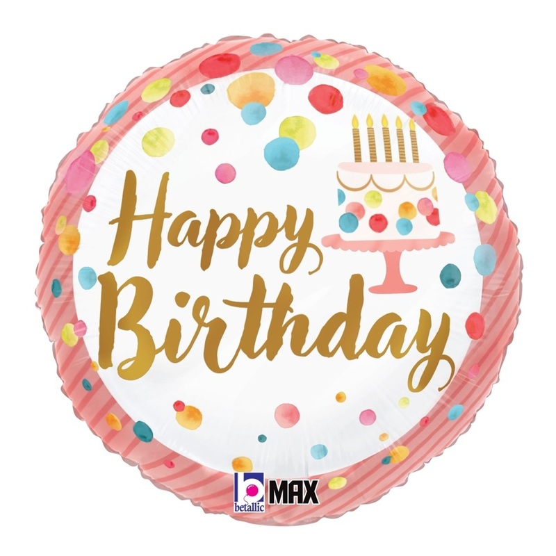 Betallic Satin Birthday Pink Party 18 inch MAX Float Round Foil Balloon Packaged