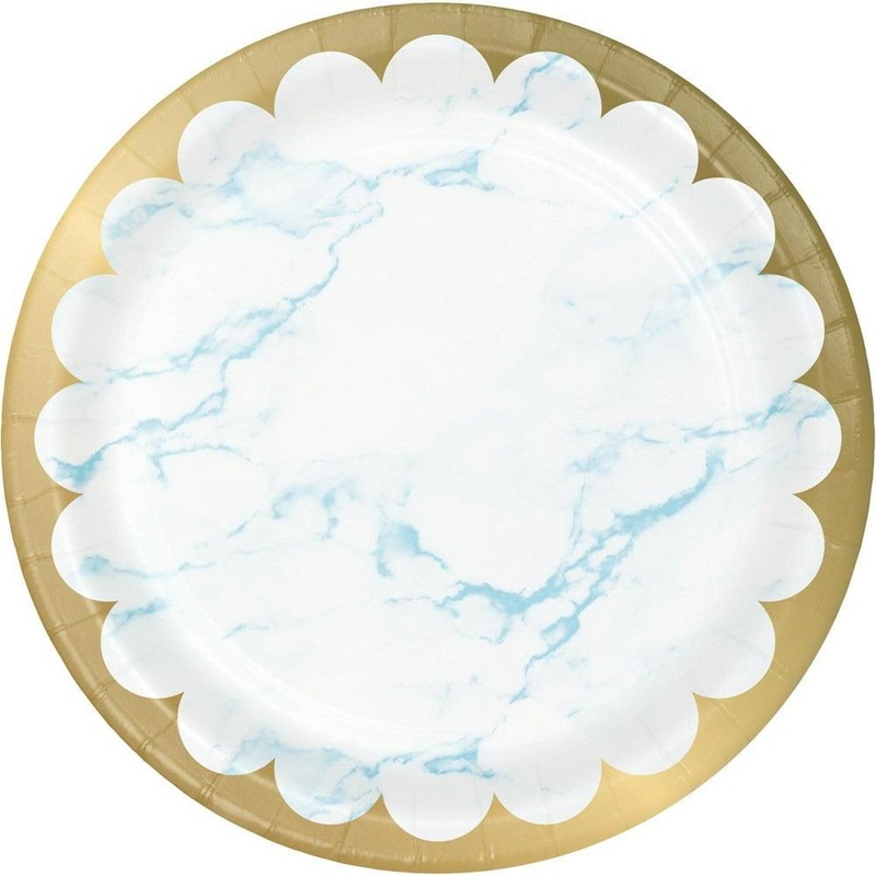 Blue Marble Dinner Plate Foil 8Ct