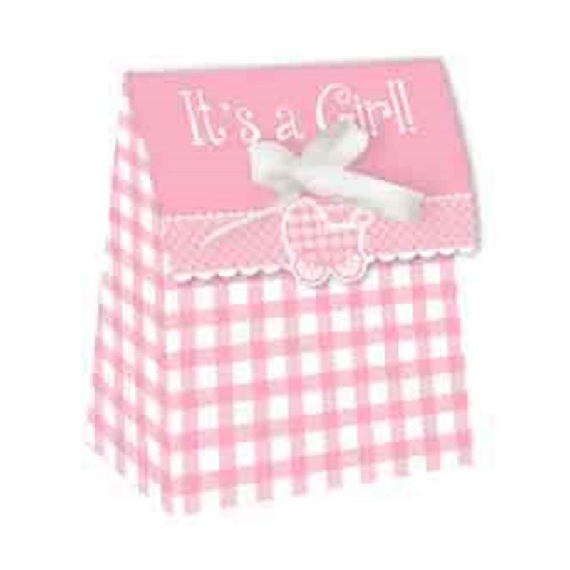Gingham Girl Favor Bag With Ribbon