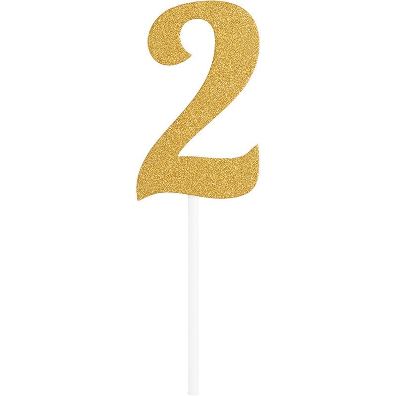 Gold Glitter Cake Topper 2