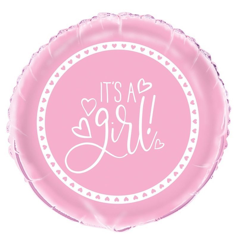 Pink Hearts Baby Shower 18 inch Round Foil Balloon