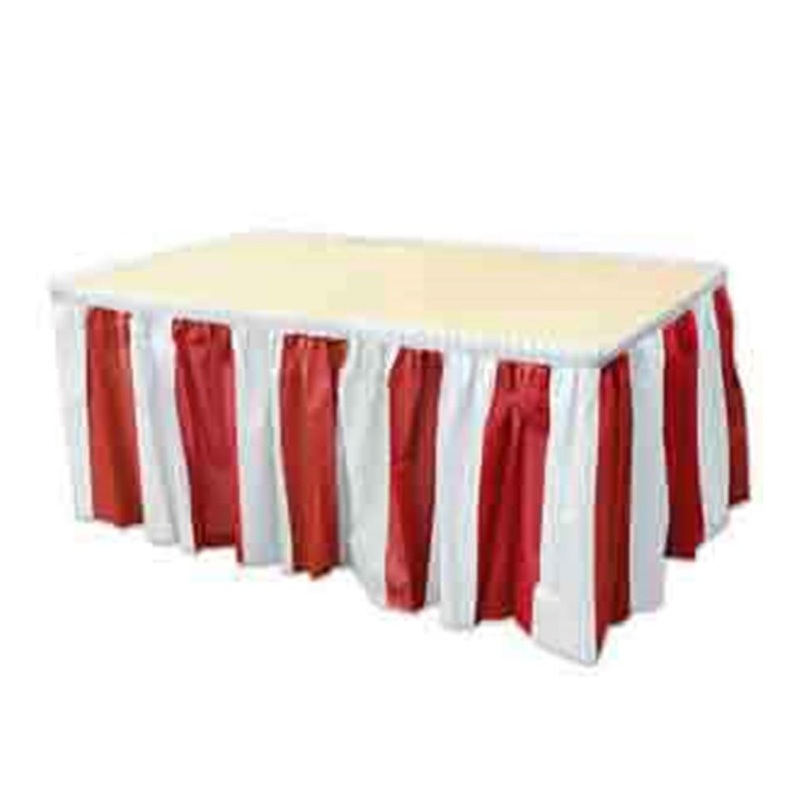 Pirate Red and White Stripe Tableskirt