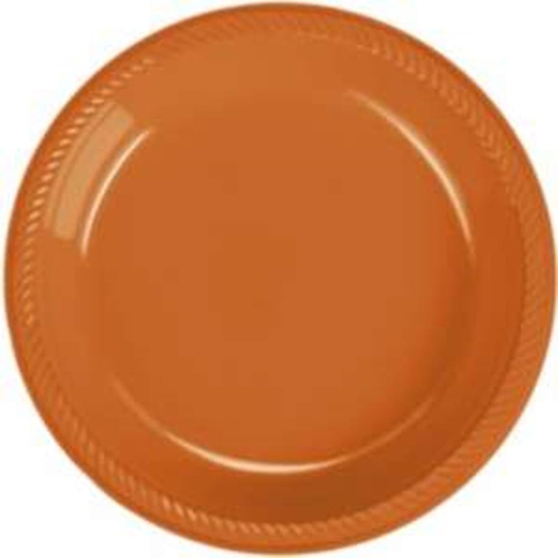 Round Plastic Plate Orange 9 inch 20ct