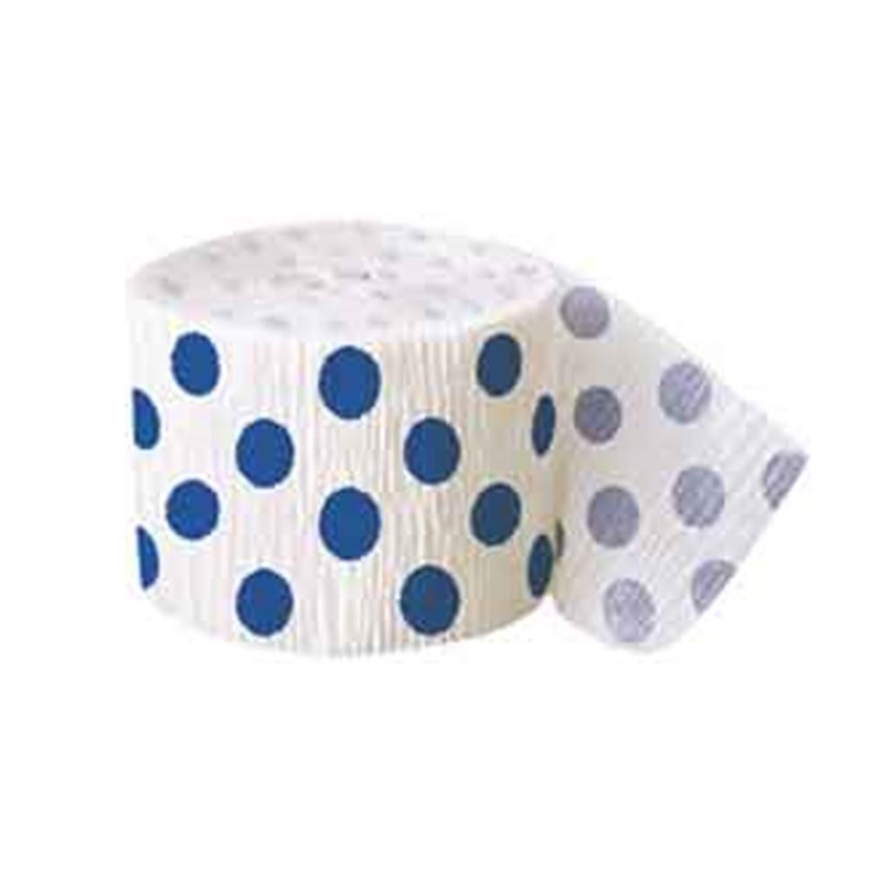 Royal Blue Dots Crepe Streamer 30ft
