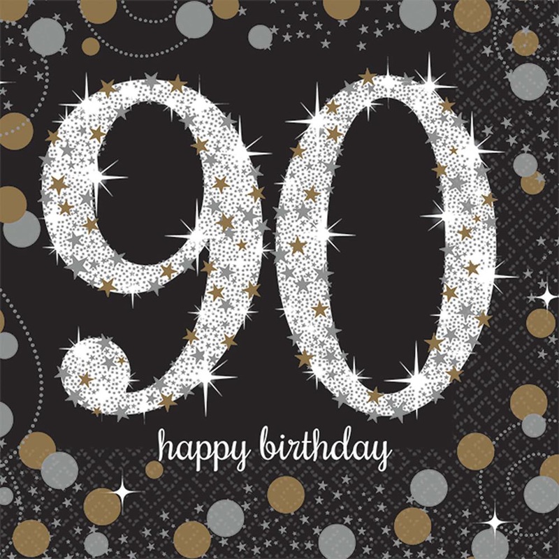 Sparkling Celebration Happy Birthday 90 Beverage Napkins 16ct