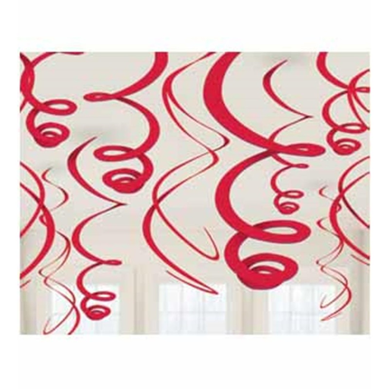 Swirl Decoration Apple Red 12ct
