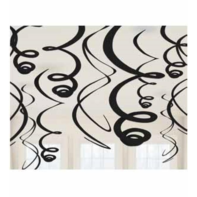 Swirl Decoration Jet Black 12ct