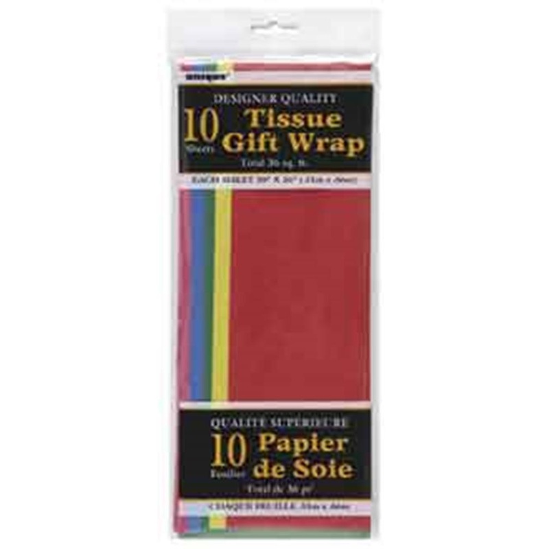 Tissue Sheet Primary Assorted 10ct