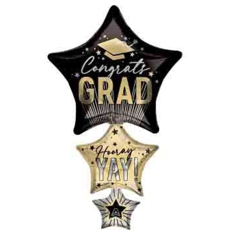 Anagram Grad Stripes on Stripes 42 inch Foil Balloon 1ct