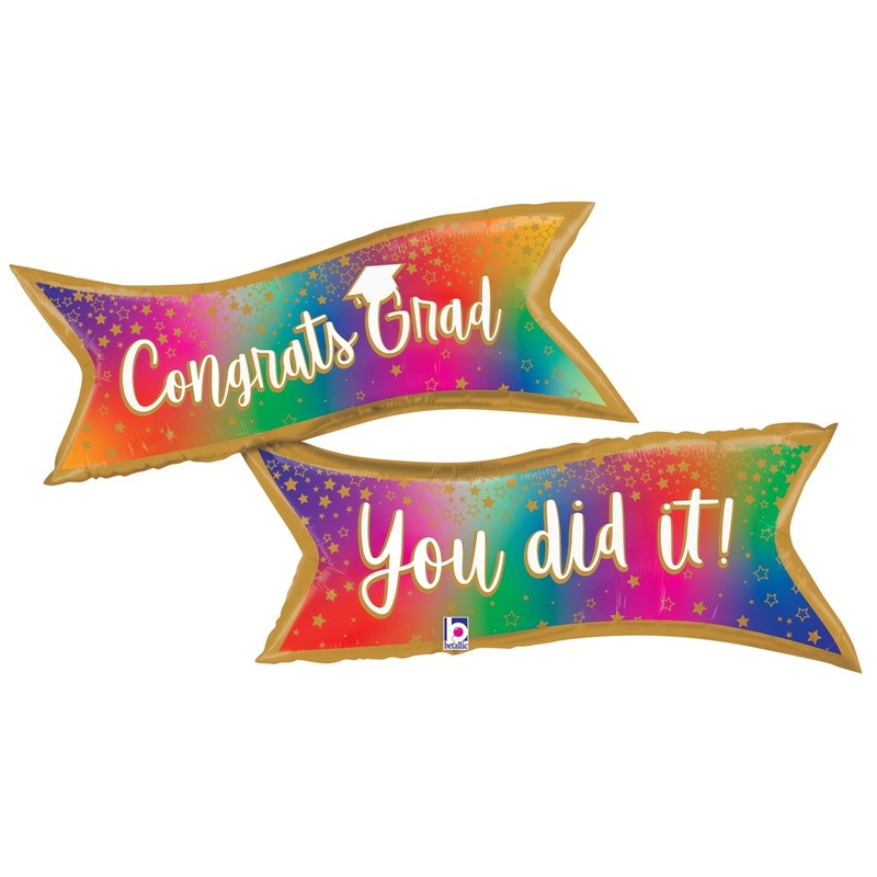 Betallic Colorful Banner Grad 45 inch Foil Shape 1ct