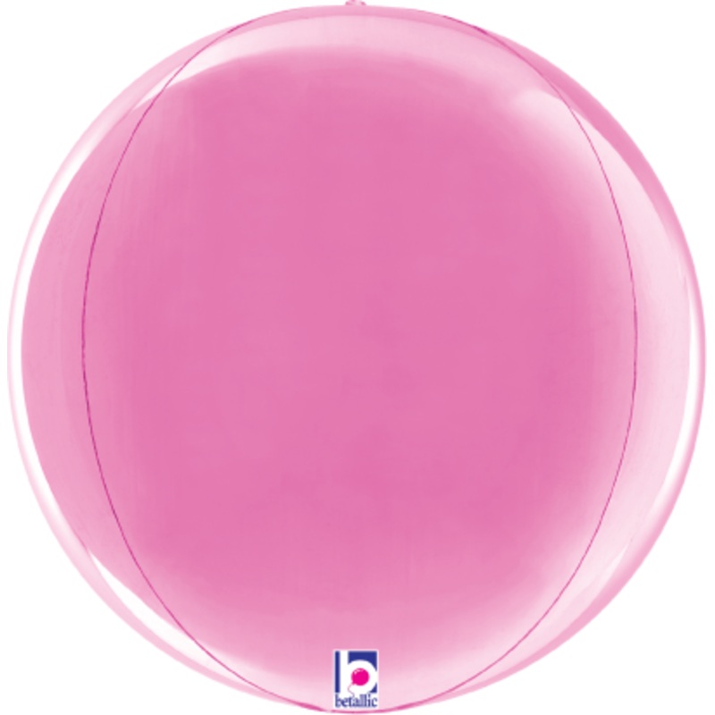 Betallic Dimensionals Fuchsia Globe 15 inch Multi-Sided Shaped Foil Balloon Packaged 1ct