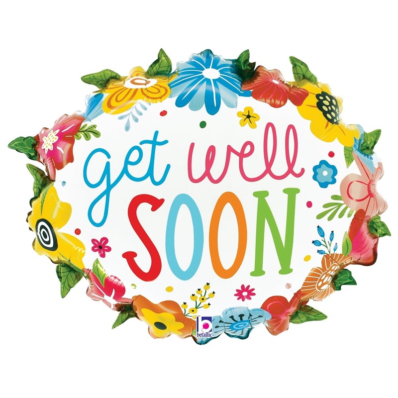 Betallic Get Well Floral Wreath 25 inch Shaped Foil Balloon 1ct