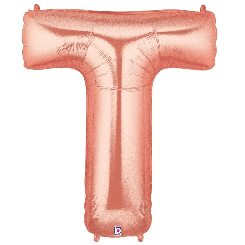 Betallic T Rose Gold 34 inch Shaped Foil Balloon Polybagged 1ct