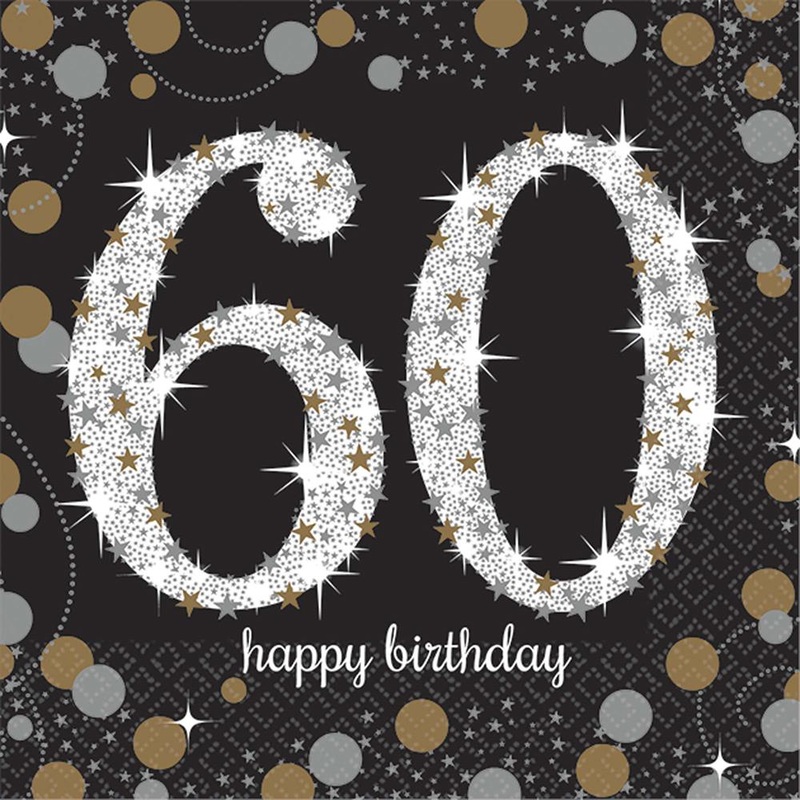 Sparkling Celebration Happy Birthday 60 Beverage Napkins 16ct