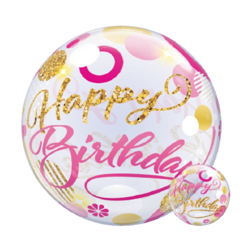 Takara Kosan 22 inch Birthday Pink and Gold Dots 1ct