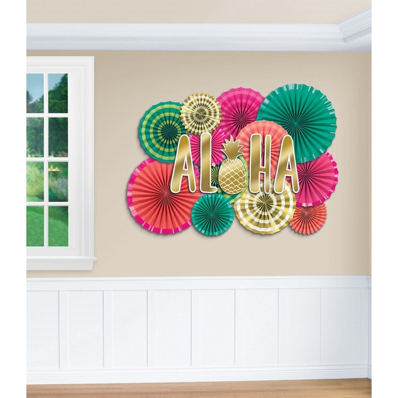 Aloha Deluxe Paper Fan Decorating Kit 22ct