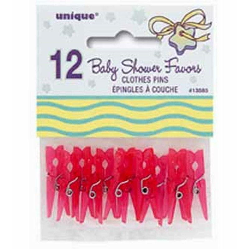 Baby Pink Clothespin Baby Shower Favor 12ct