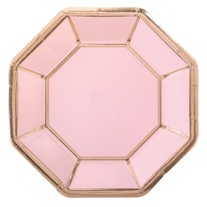 Blush Wedding Metallic Octagonal Plates 10 inch 8ct