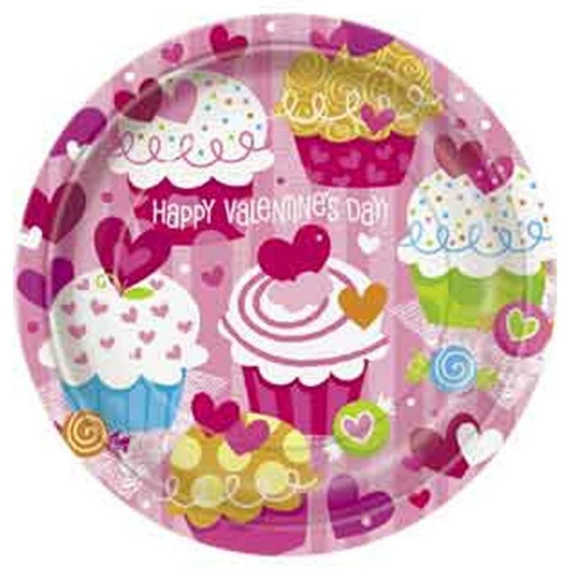 Cupcake Hearts 9in Plate 8ct