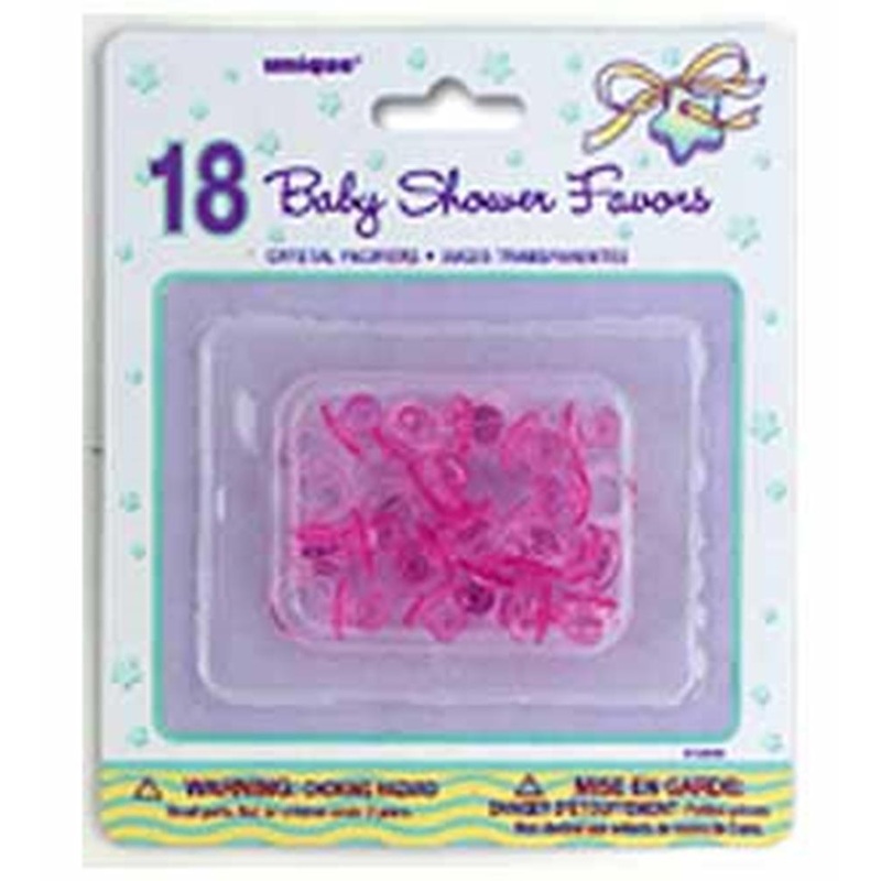 Pink Crystal Pacifier 1 inch Favors 18ct