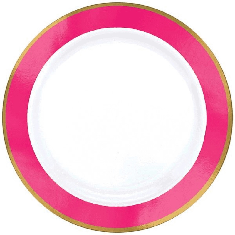 Plate Bright Pink Border 7.5in 10ct