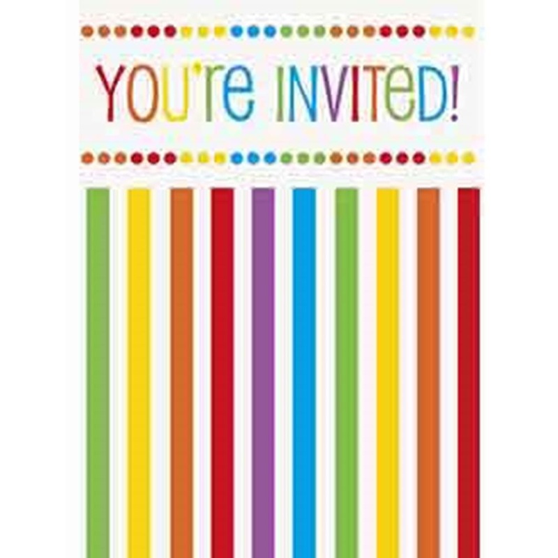 Rainbow Birthday Invitations, 8ct
