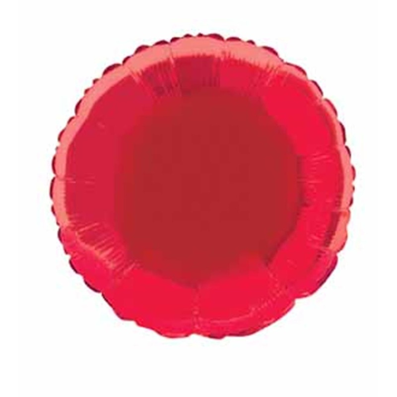 Red Solid Round Foil Balloon 18", Bulk