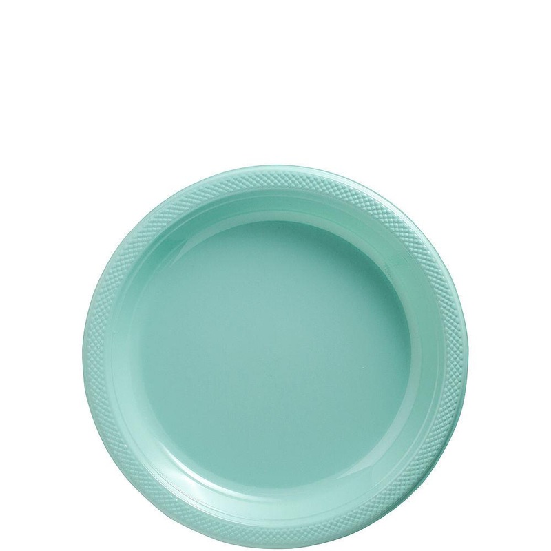 Round Plastic Plates Robin's Egg Blue 7 inch 20ct