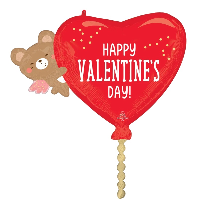 Anagram Happy Valentines Day Angel Bear Hug 29 inch Foil Balloon 1ct