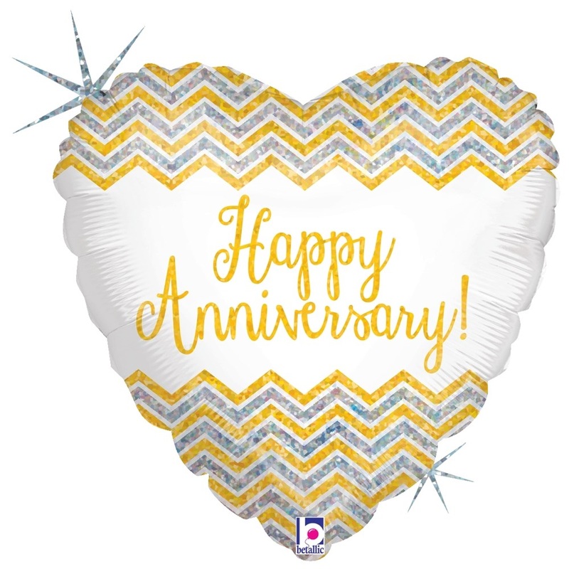 Betallic Chevron Anniversary 18 inch Holographic Balloon 1ct