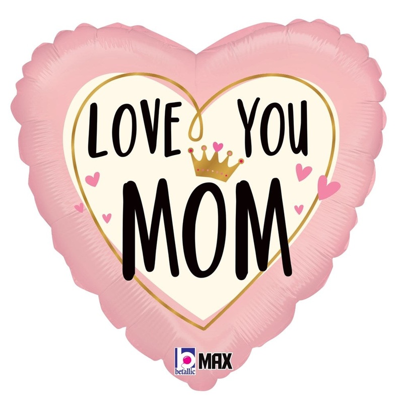 Betallic Love You Mom Crown 9 inch Foil Heart Balloon 1ct