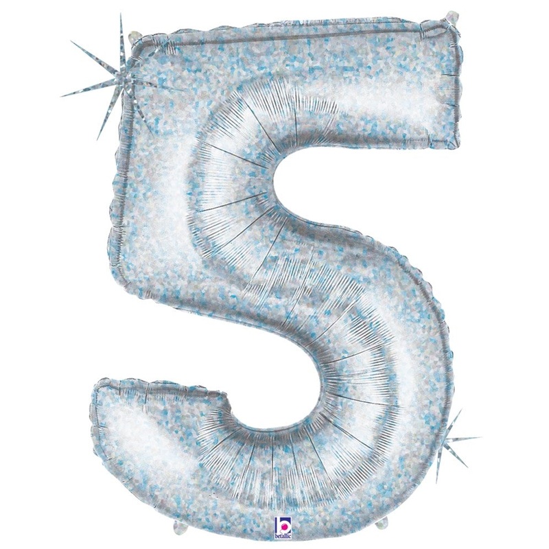 Betallic Number 5 34 inch Holographic Shaped Foil Balloon 1ct
