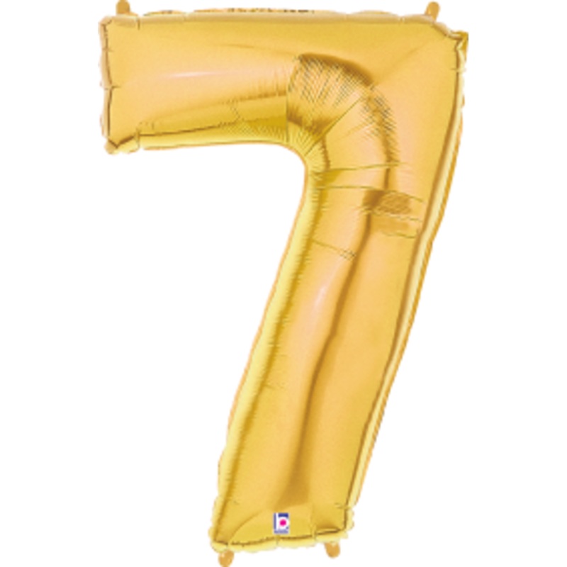 Betallic Number 7 Gold 34 inch Shaped Foil Balloon Packaged 1ct