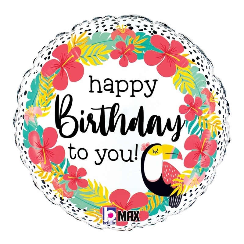 Betallic Tropical Toucan Birthday 18 inch MAX Float Round Balloon 1ct