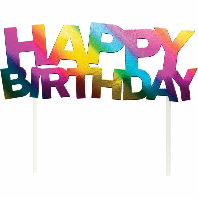 Cake Topper Happy Birthday Rainbow Foil Birthday 1Ct