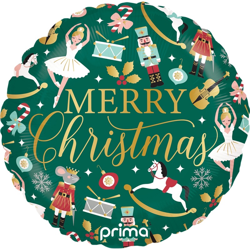Prima Merry Christmas Nutcracker Ballet 18 inch Round Foil Balloon 1ct