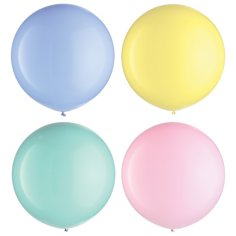 Round Latex Balloons Pastel Assorted 21 inch 4ct