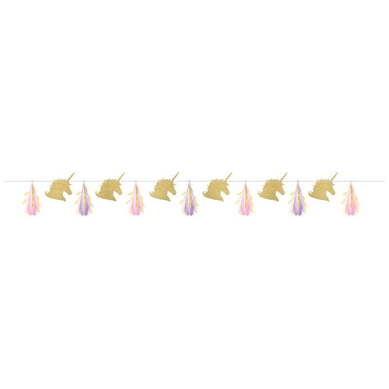 Unicorn Sparkle Tissue Tassel Garland with cutouts 8ft