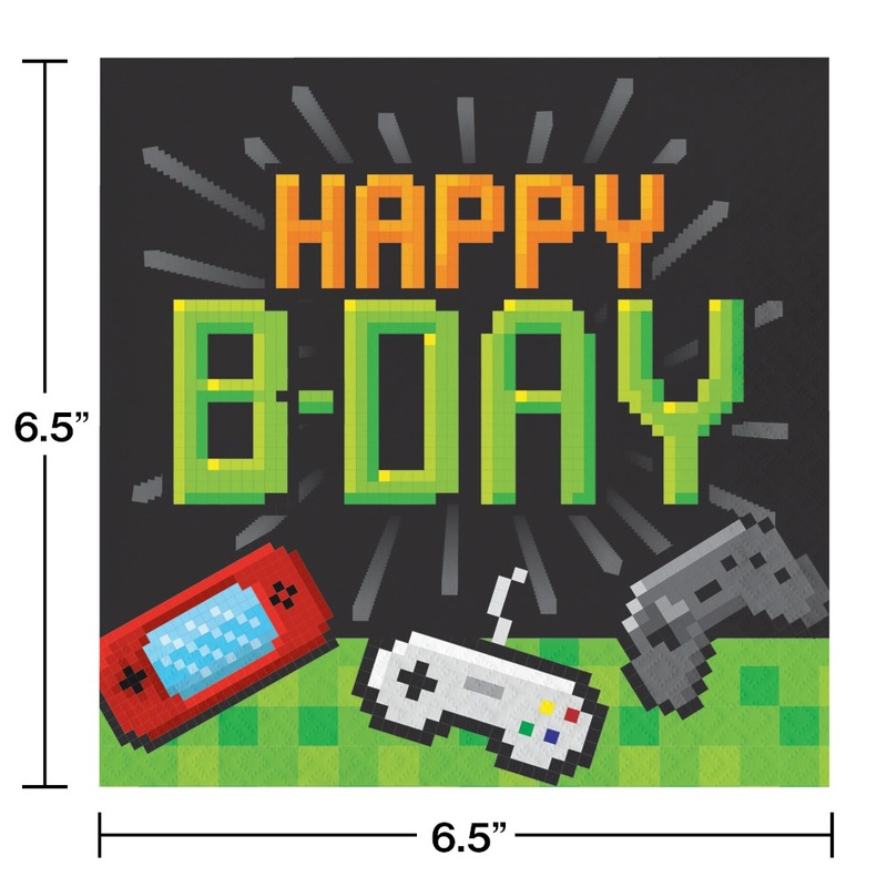 Gaming Party Luncheon Napkin Happy Birthday 16ct