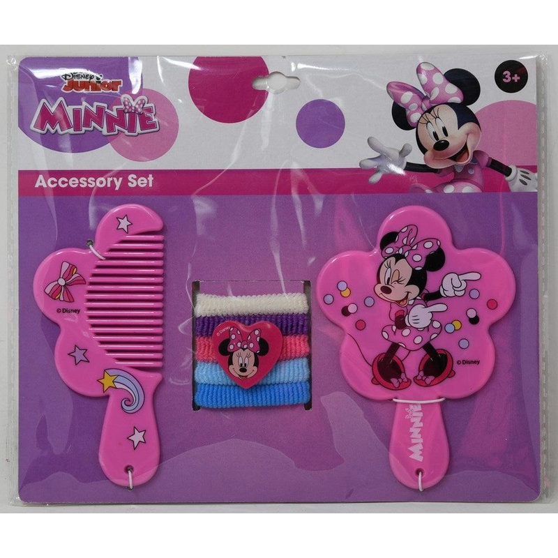 Minnie Comb Mirror & Hair Ponies Set 8x.25x7
