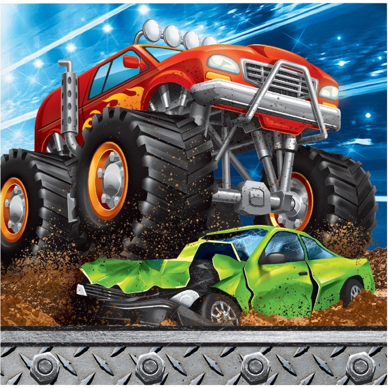 Monster Truck Rally Beverage Napkin 16ct