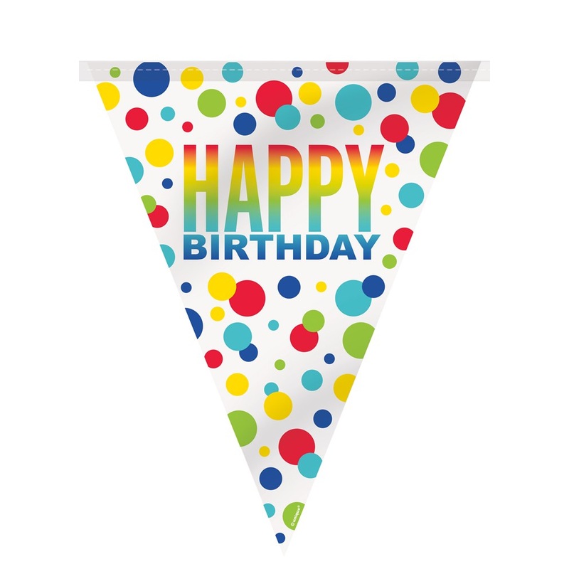 Rainbow Spot Birthday Plastic Flag Banner 12ft
