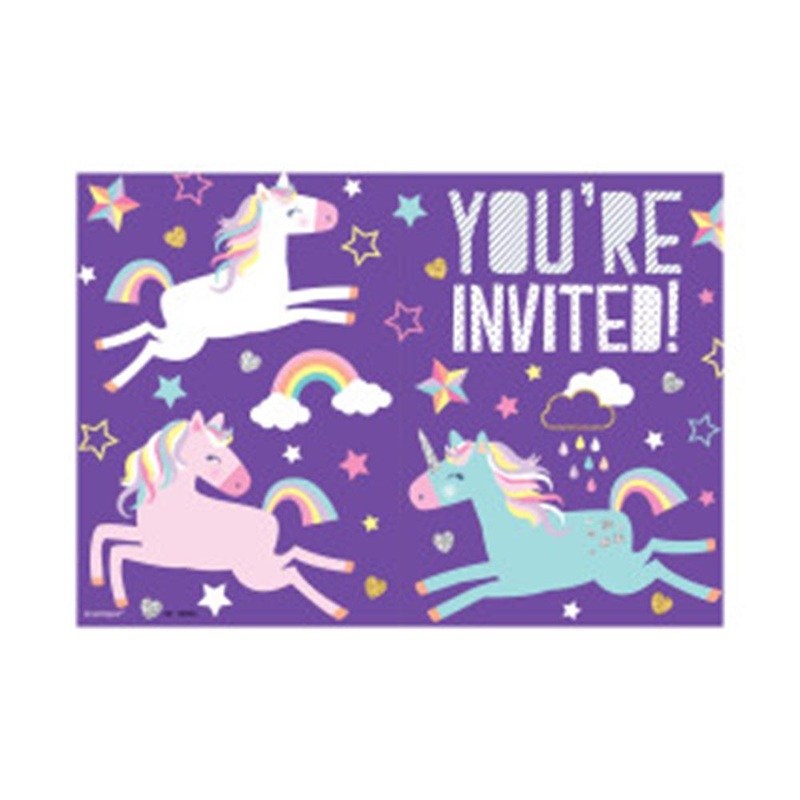 Unicorn Invitations, 8ct
