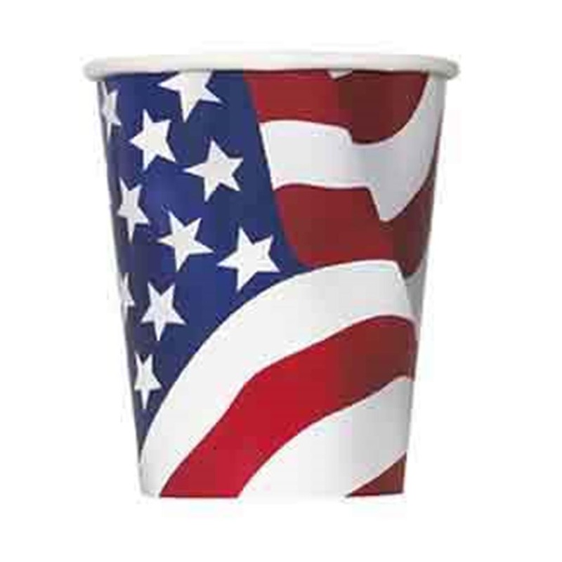 USA Flag Cup 9oz 8ct