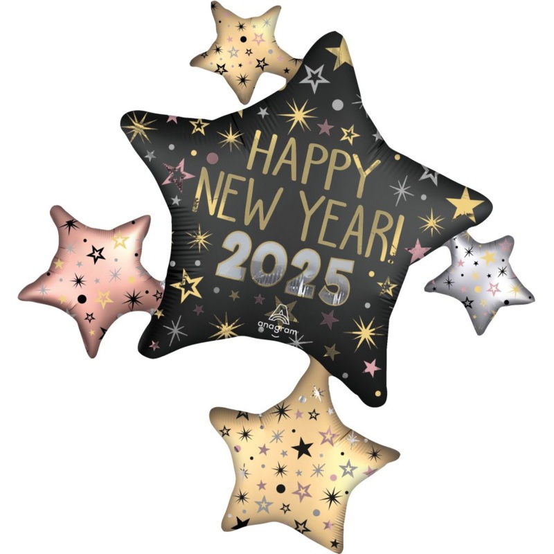 Anagram Satin 2025 New Years Eve Celebration Stars 35 inch Foil Balloon 1ct
