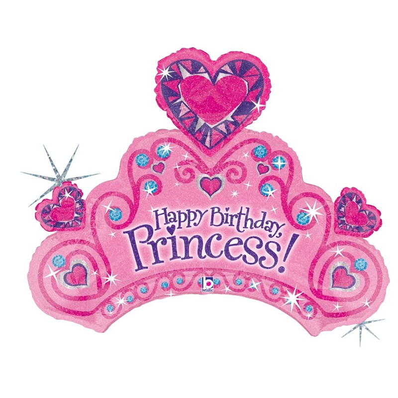 Betallic Happy Birthday Princess 31 inch Holographic Shaped Foil Balloon Packaged 1ct