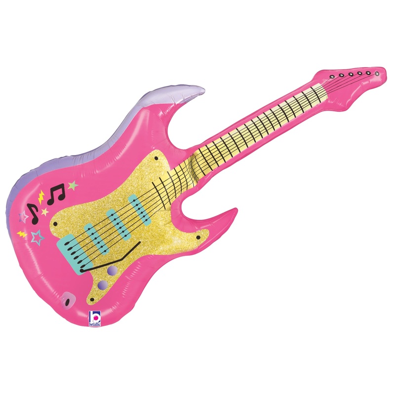 Betallic Pink Electric Guitar 39 inch Foil Balloon  1ct