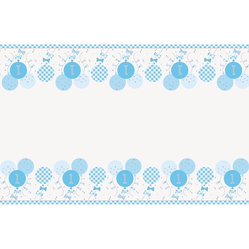 Blue Gingham 1st Birthday Tablecover 54x84